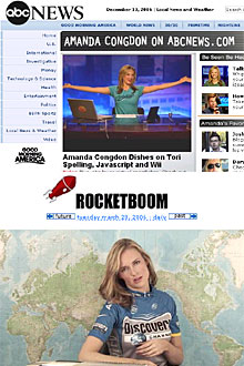 Amanda Congdon at ABC News, and at Rocketboom in the old days. Screenshots.